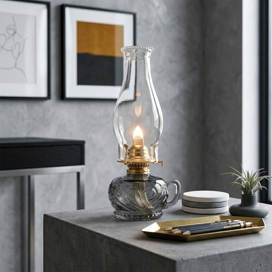 Brilagi - Lampe à pétrole MERLIN fumée/grise