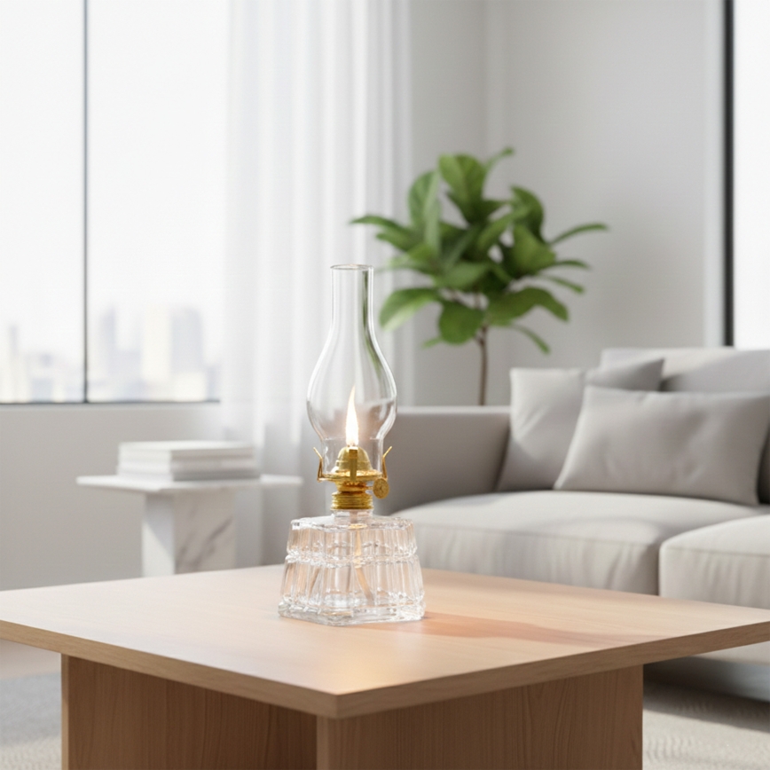 Brilagi - Lampe à pétrole MERLIN transparente/dorée