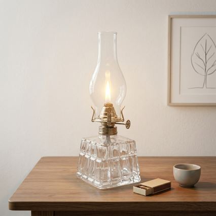 Brilagi - Lampe à pétrole MERLIN transparente/dorée/patinée