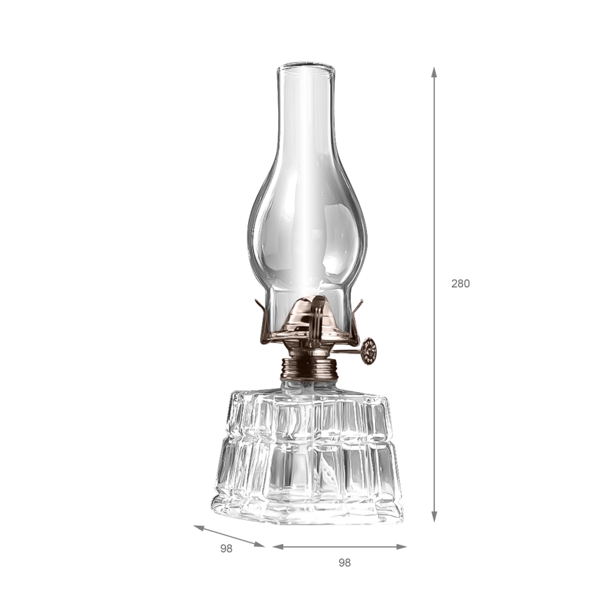 Brilagi - Lampe à pétrole MERLIN transparente/dorée/patinée