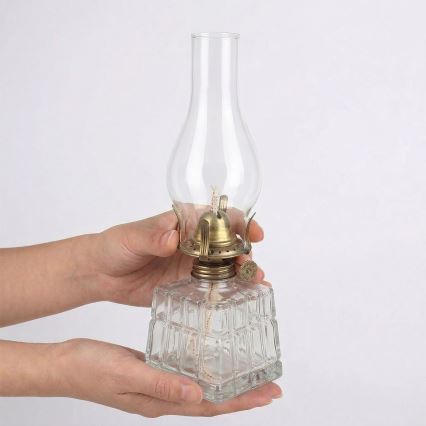 Brilagi - Lampe à pétrole MERLIN verre transparent/doré/patiné