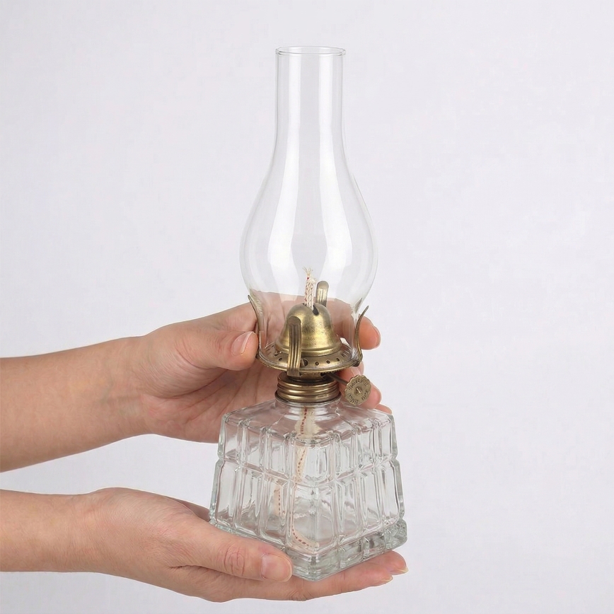 Brilagi - Lampe à pétrole MERLIN verre transparent/doré/patiné