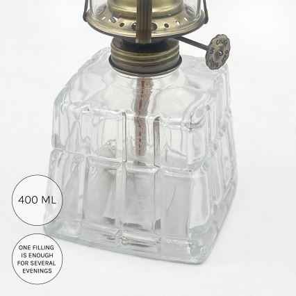 Brilagi - Lampe à pétrole MERLIN verre transparent/doré/patiné