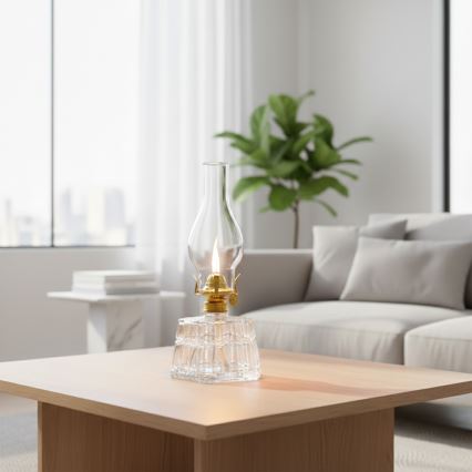 Brilagi - Lampe à pétrole MERLIN, verre transparent / finition dorée