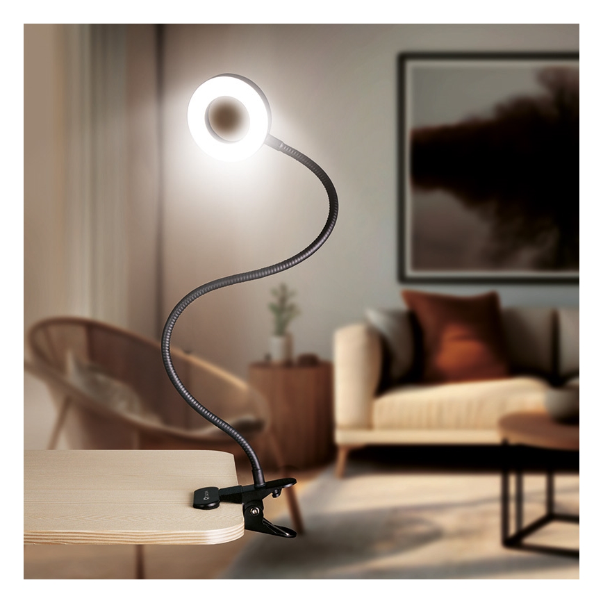 Brilagi -Lampe à pince à intensité variable ORBELA LED/8W/230V 3000/4000/5000K noir