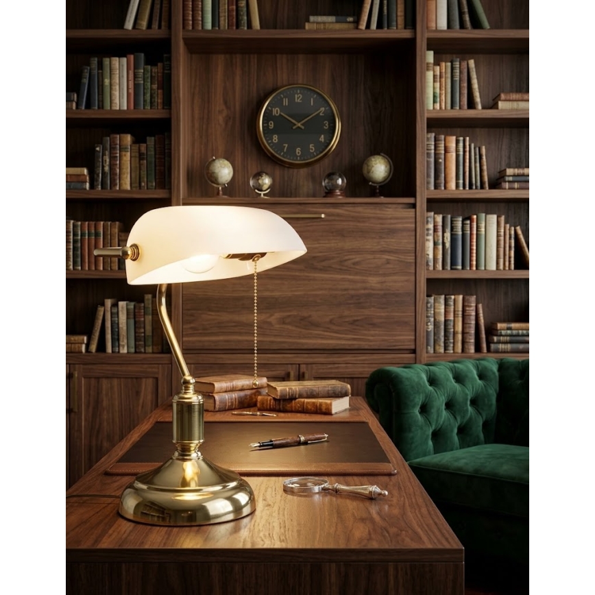 BRILAGI - Lampe de bureau BANK OFFICE 1xE27/60W/230V dorée/blanche