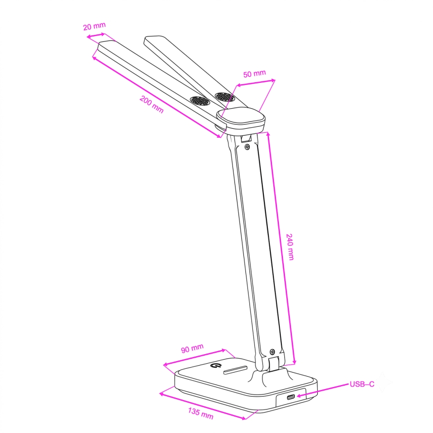 Brilagi - Lampe de bureau LED à intensité variable MODO DUO LED/8W/5V 3000/4000/6500K noire
