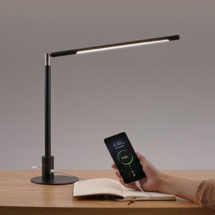 BRILAGI - Lampe de bureau LED dimmable avec ports USB VARIO LED/7W/230V 3000-6500K CRI 96 noire