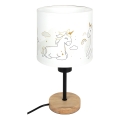 Brilagi - Lampe de bureau pour enfant BOBO WOOD 1xE27/25W/230V chêne/noir/blanc/licornes