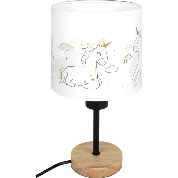 Brilagi - Lampe de bureau pour enfant BOBO WOOD 1xE27/25W/230V chêne/noir/blanc/licornes