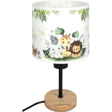 Brilagi - Lampe de bureau pour enfants BOBO WOOD 1xE27/25W/230V chêne/noir/blanc/vert/jungle