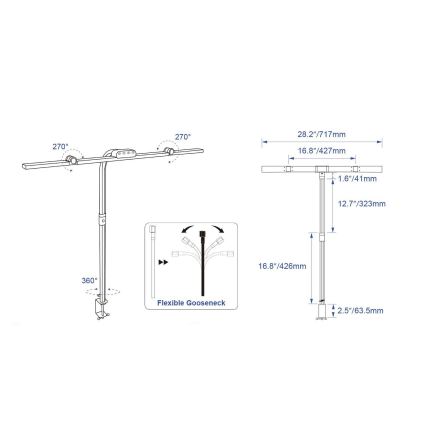 Brilagi - Lampe de table LED dimmable à commande tactile à pince VARIO LED/24W/230V 3000-6500K IRC 92 noire