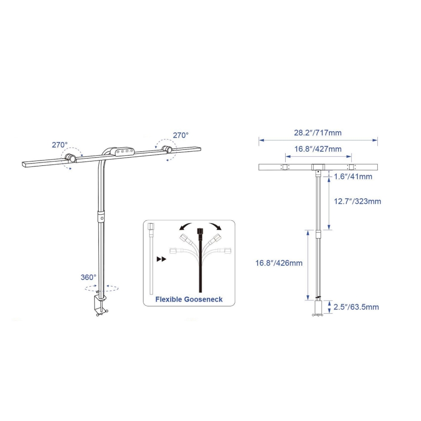 Brilagi - Lampe de table LED dimmable à commande tactile à pince VARIO LED/24W/230V 3000-6500K IRC 92 noire