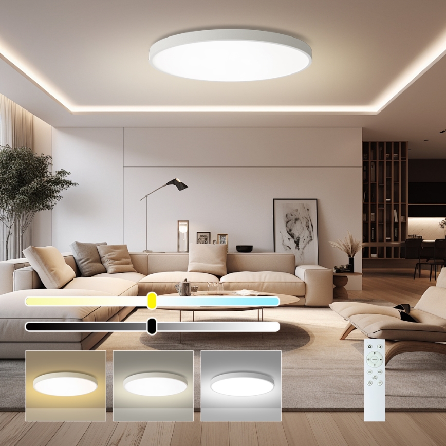Brilagi - Lampe de plafond LED dimmable POOL SMART LED/128W/230V 3000-6000K 100 cm Wi-Fi Tuya blanche + télécommande