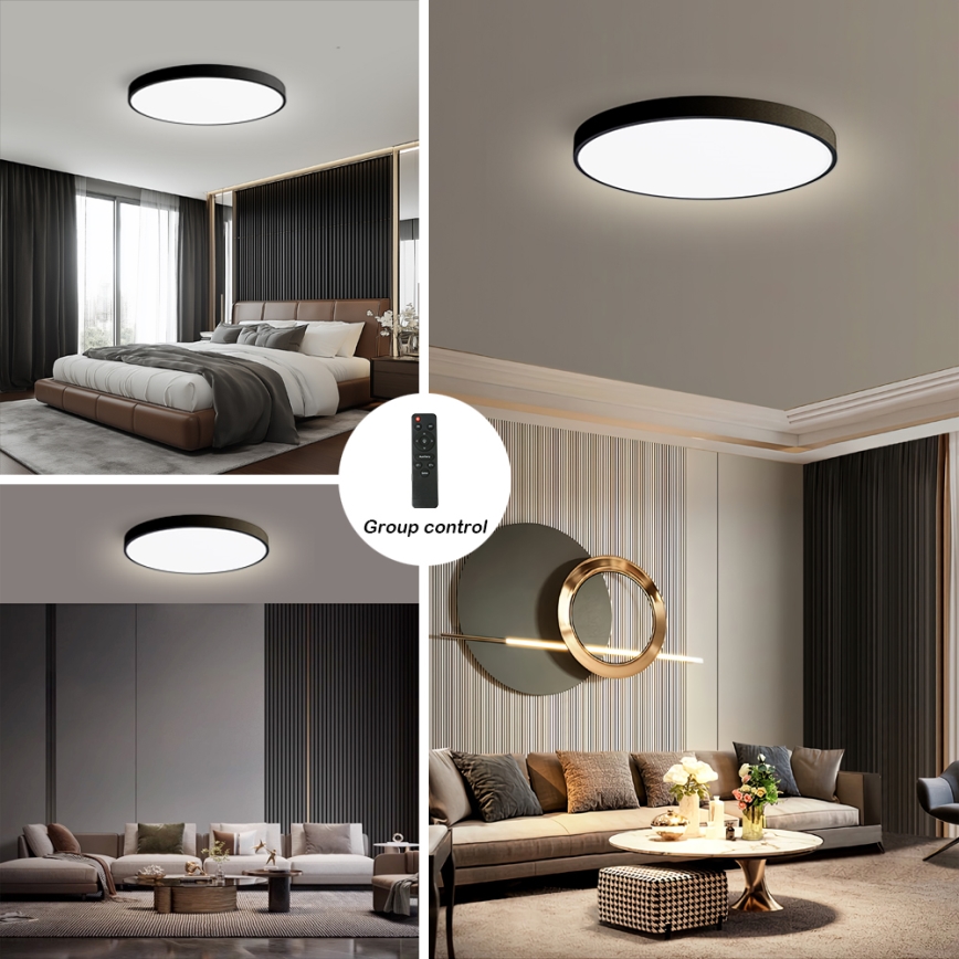Brilagi - Lampe de plafond LED dimmable POOL SMART LED/128W/230V 3000-6000K 100 cm Wi-Fi Tuya noire + télécommande