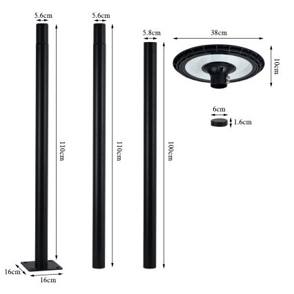 Brilagi - Lampe de rue LED extérieure URBANSPARK LED/120W/230V noire IP65