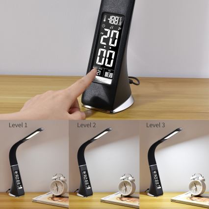 Brilagi - Lampe de table à intensité variable avec écran PELLE LED/7W/230V noir