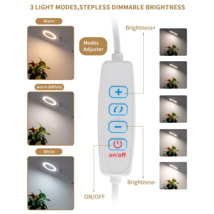 Brilagi - Lampe de table à intensité variable avec loupe LENS LED/12W/5V 3000/4200/6000K blanc