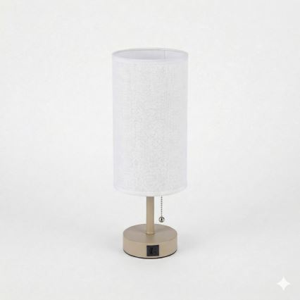 Brilagi - Lampe de table avec port USB TABLON 1xE27/25W/230V beige/blanc