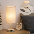 Brilagi - Lampe de table avec port USB TABLON 1xE27/25W/230V beige/crème