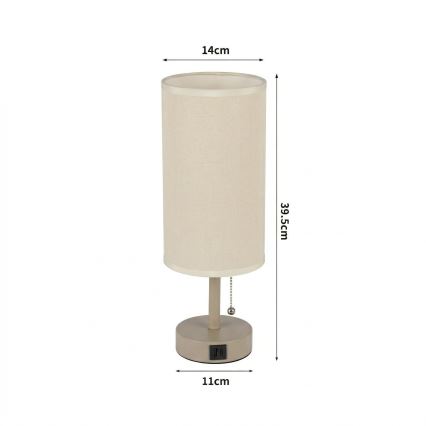 Brilagi - Lampe de table avec port USB TABLON 1xE27/25W/230V beige/crème