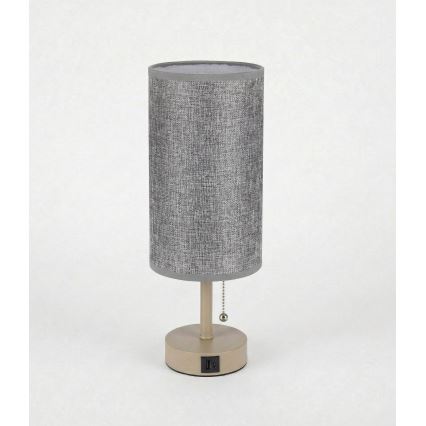 Brilagi - Lampe de table avec port USB TABLON 1xE27/25W/230V beige/gris