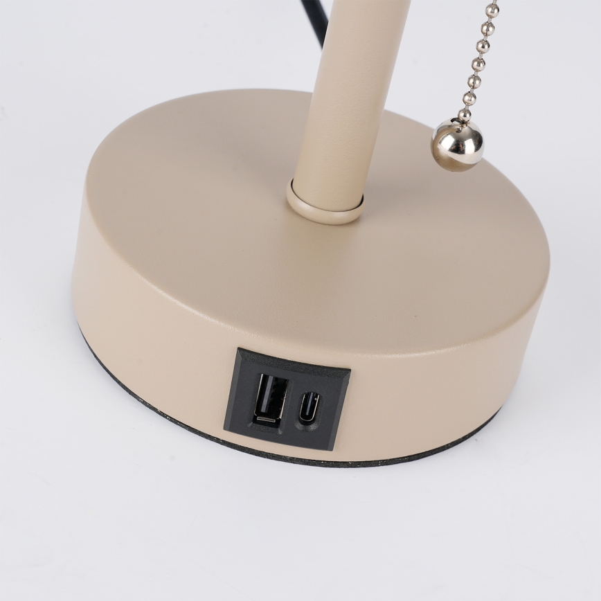 Brilagi - Lampe de table avec port USB TABLON 1xE27/25W/230V beige/gris