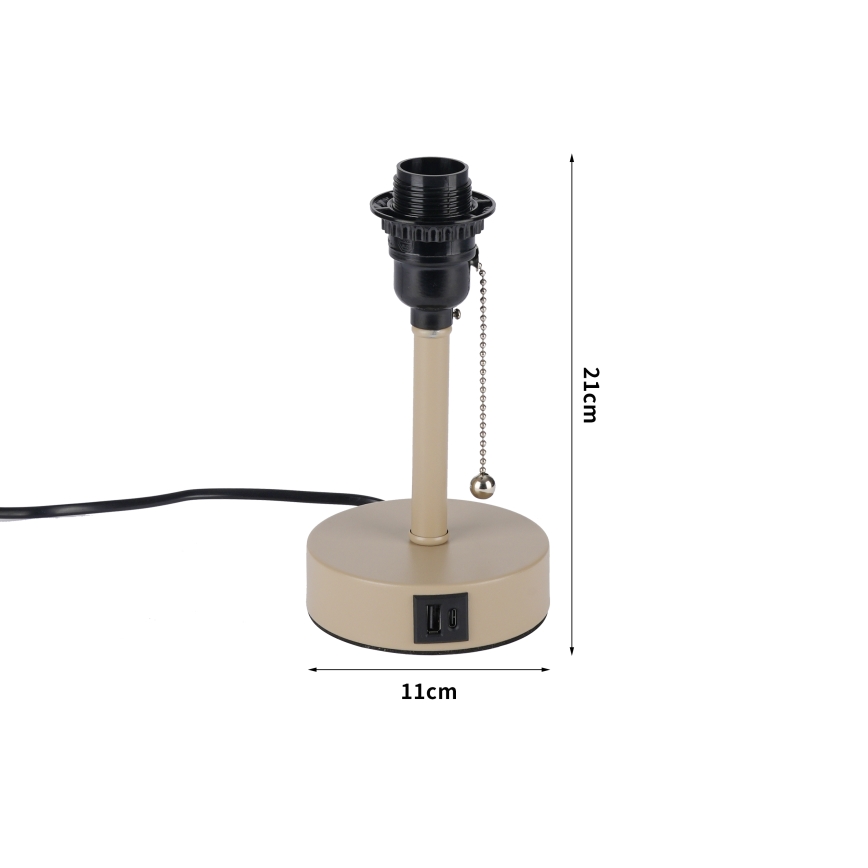 Brilagi - Lampe de table avec port USB TABLON 1xE27/25W/230V beige