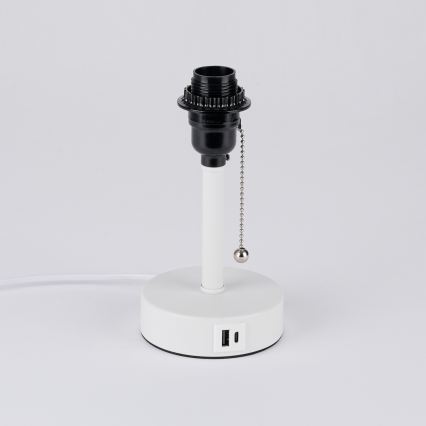 Brilagi - Lampe de table avec port USB TABLON 1xE27/25W/230V blanc/beige