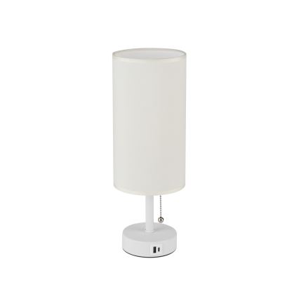 Brilagi - Lampe de table avec port USB TABLON 1xE27/25W/230V blanc/crème