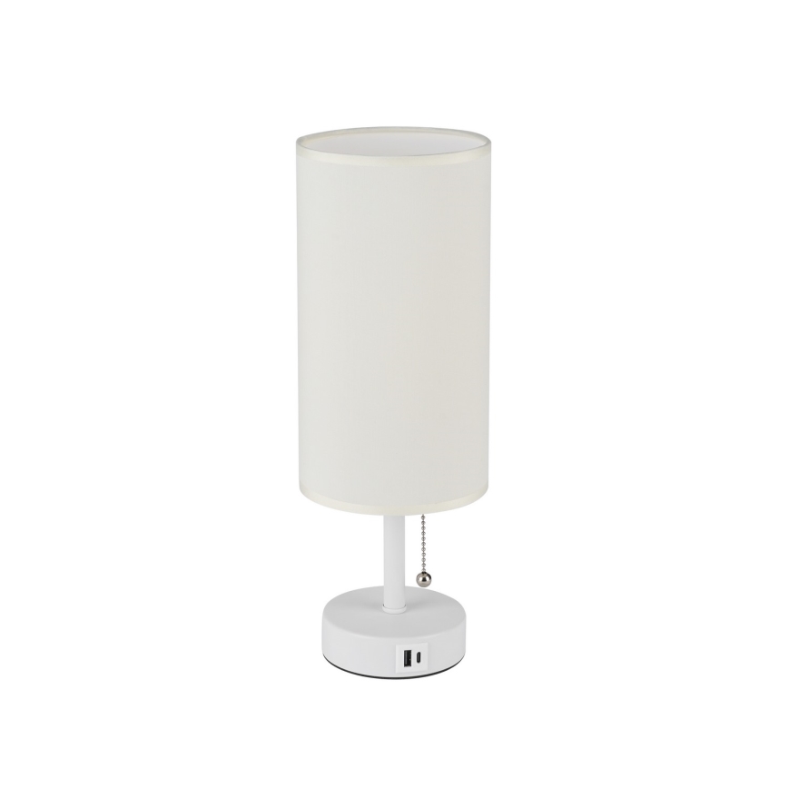Brilagi - Lampe de table avec port USB TABLON 1xE27/25W/230V blanc/crème