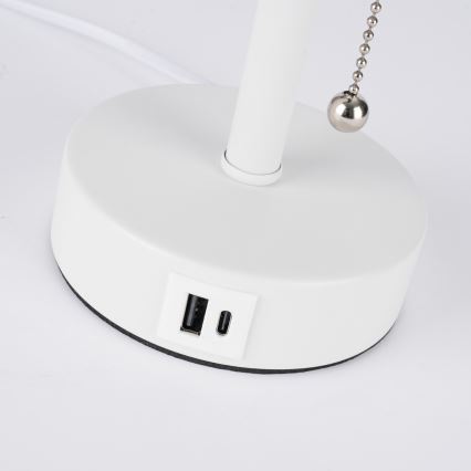 Brilagi - Lampe de table avec port USB TABLON 1xE27/25W/230V blanc/crème