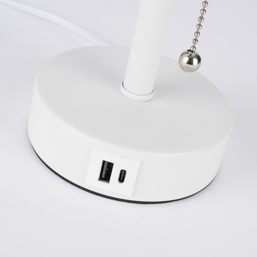 Brilagi - Lampe de table avec port USB TABLON 1xE27/25W/230V blanc/crème