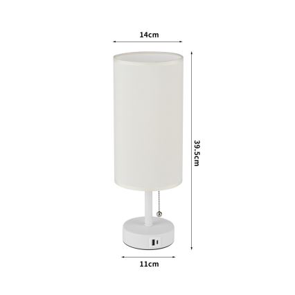 Brilagi - Lampe de table avec port USB TABLON 1xE27/25W/230V blanc/crème