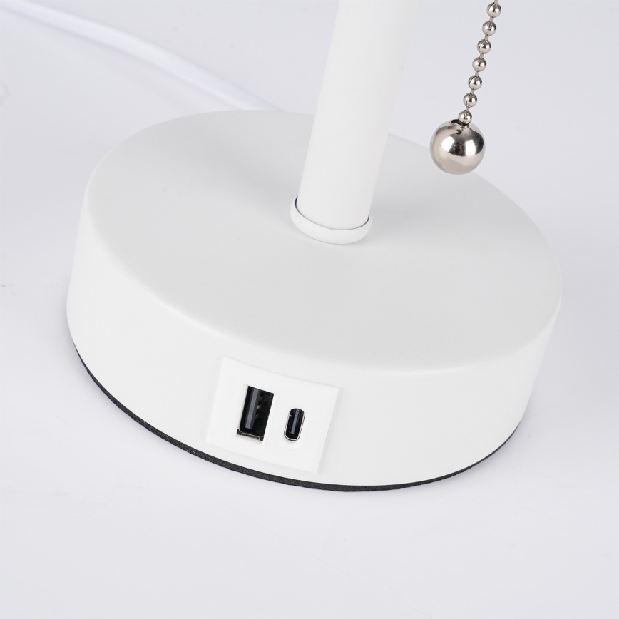 Brilagi - Lampe de table avec port USB TABLON 1xE27/25W/230V blanche/grise