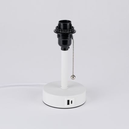 Brilagi - Lampe de table avec port USB TABLON 1xE27/25W/230V blanche/grise