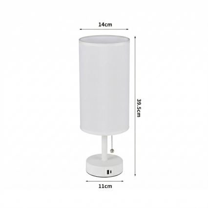 Brilagi - Lampe de table avec port USB TABLON 1xE27/25W/230V blanche