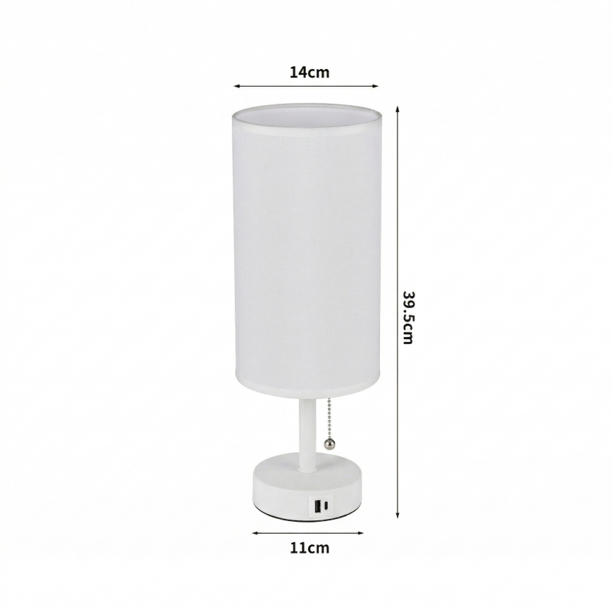 Brilagi - Lampe de table avec port USB TABLON 1xE27/25W/230V blanche