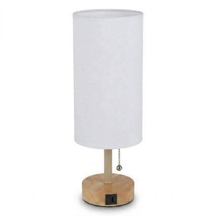 Brilagi - Lampe de table avec port USB TABLON 1xE27/25W/230V chêne/beige/blanc