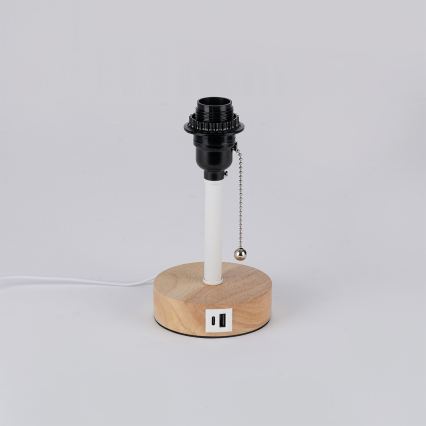 Brilagi - Lampe de table avec port USB TABLON 1xE27/25W/230V chêne/blanc/gris