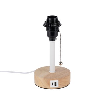 Brilagi - Lampe de table avec port USB TABLON 1xE27/25W/230V chêne/blanc
