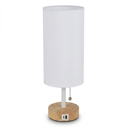 Brilagi - Lampe de table avec port USB TABLON 1xE27/25W/230V chêne/blanc