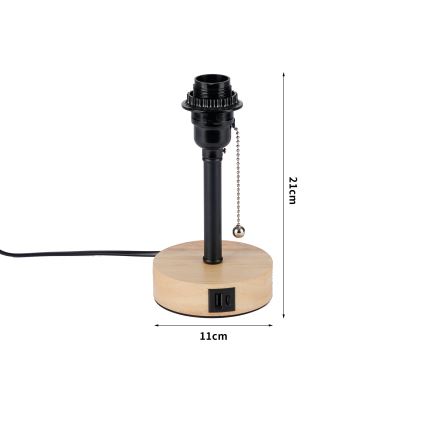 Brilagi - Lampe de table avec port USB TABLON 1xE27/25W/230V chêne/noir