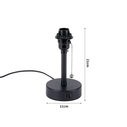 Brilagi - Lampe de table avec port USB TABLON 1xE27/25W/230V noire