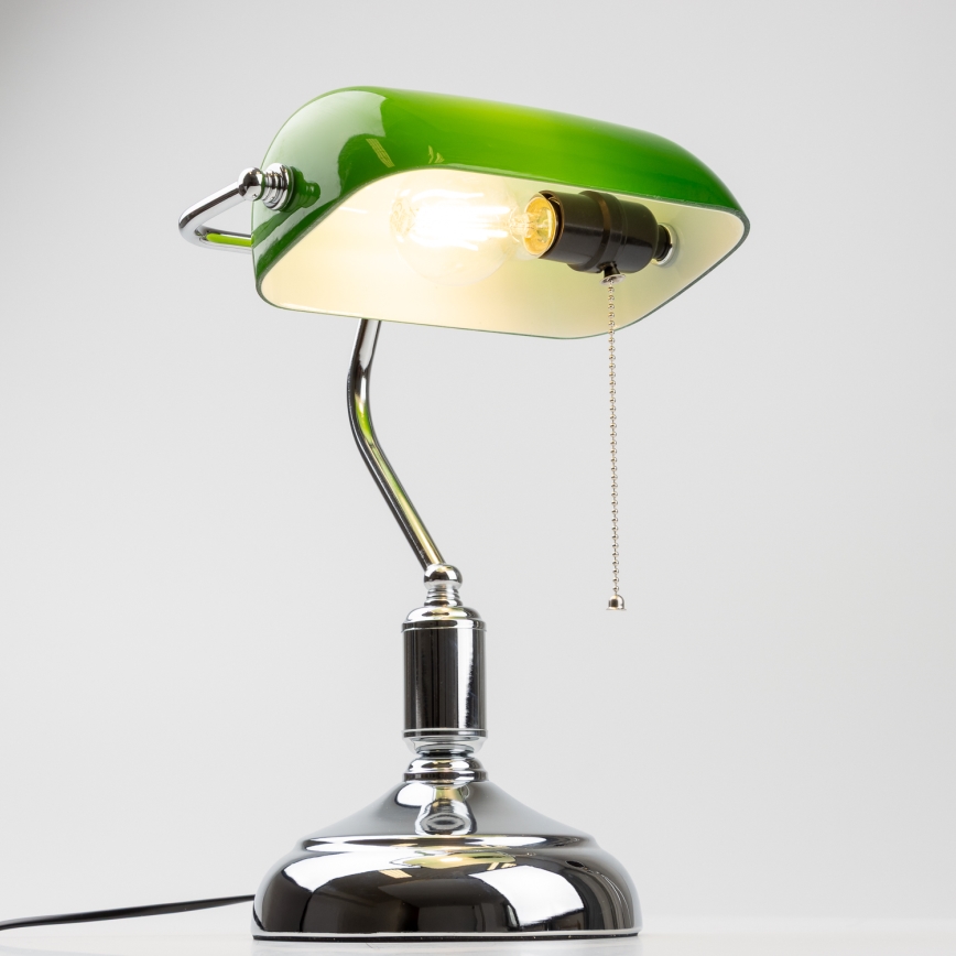 Brilagi - Lampe de table BANK OFFICE 1xE27/60W/230V chrome brillant/vert