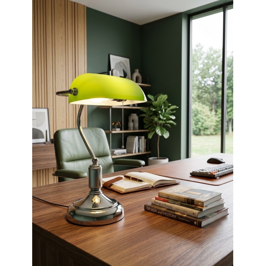 BRILAGI - Lampe de table BANK OFFICE 1xE27/60W/230V chrome brillant/vert