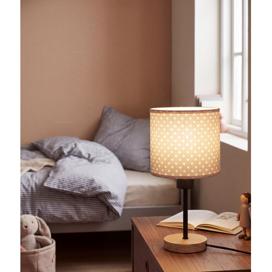 Brilagi - Lampe de table pour enfants BOBO WOOD 1xE27/25W/230V chêne/noir/beige/à pois