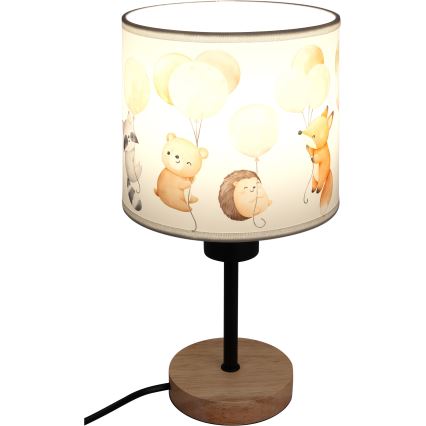 Brilagi - Lampe de table pour enfants BOBO WOOD 1xE27/25W/230V chêne/noir/blanc/à motifs animaux