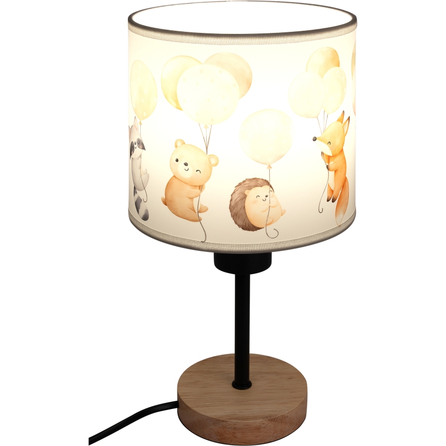 Brilagi - Lampe de table pour enfants BOBO WOOD 1xE27/25W/230V chêne/noir/blanc/à motifs animaux