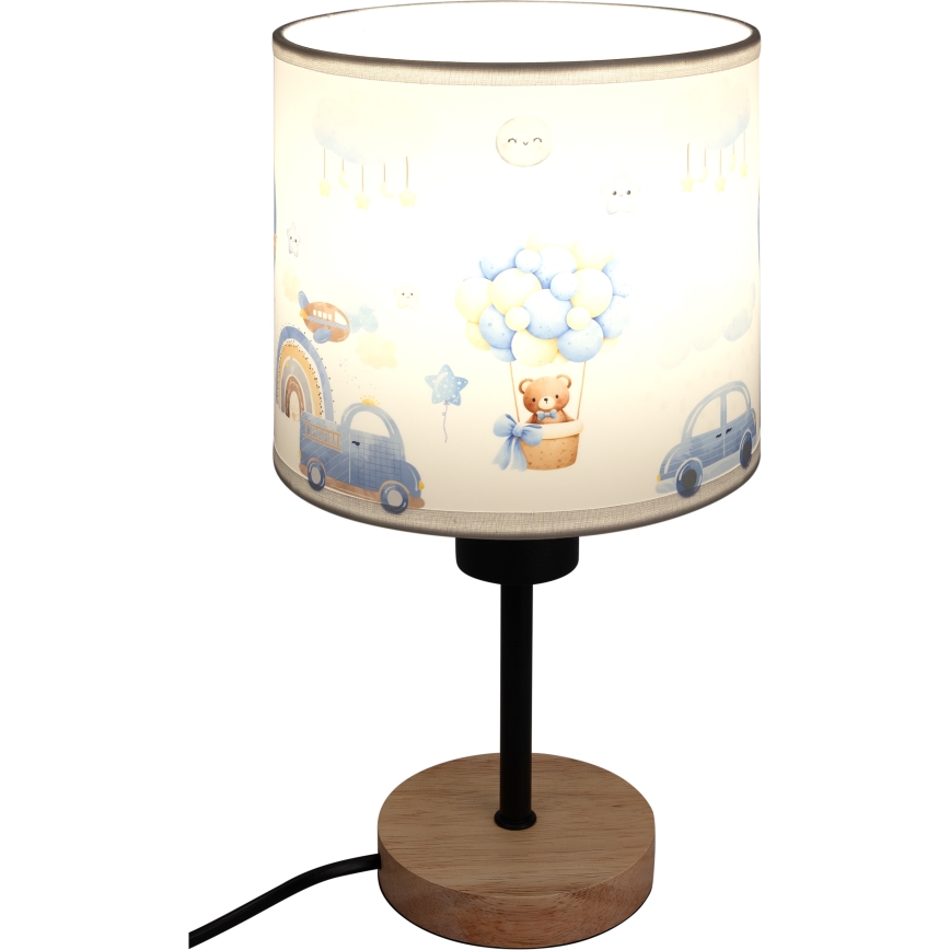 Brilagi - Lampe de table pour enfants BOBO WOOD 1xE27/25W/230V chêne/noir/blanc/bleu/motif oursons